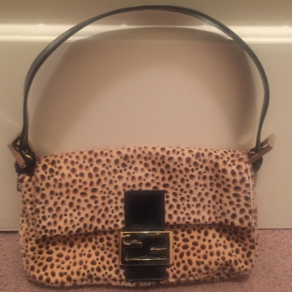EUC FENDI Fur Cheetah Animal Print Authentic Bag
